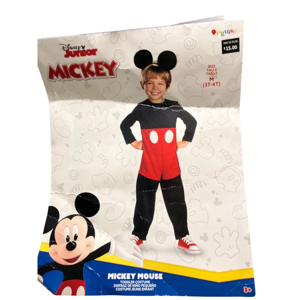 Mickey Mouse Toddler Costume By Disguise M (3T-4T) PVC Material Black and Red